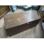 An Antique oak blanket box, with hinged lid, carrying handles, the interior with candle box, 42ins x