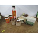 A collection of Carlton Ware novelty items, to include an inkwell, money box, condiments