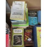 A collection of books on fly fishing