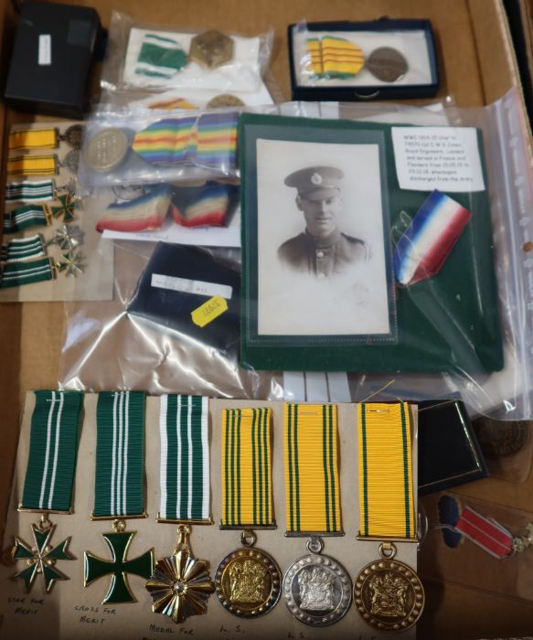 A collection of medals, to include medals presented to Cpl D W G Jones Royal Engineers, masonic