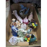 A box of assorted ornaments, figurines etc