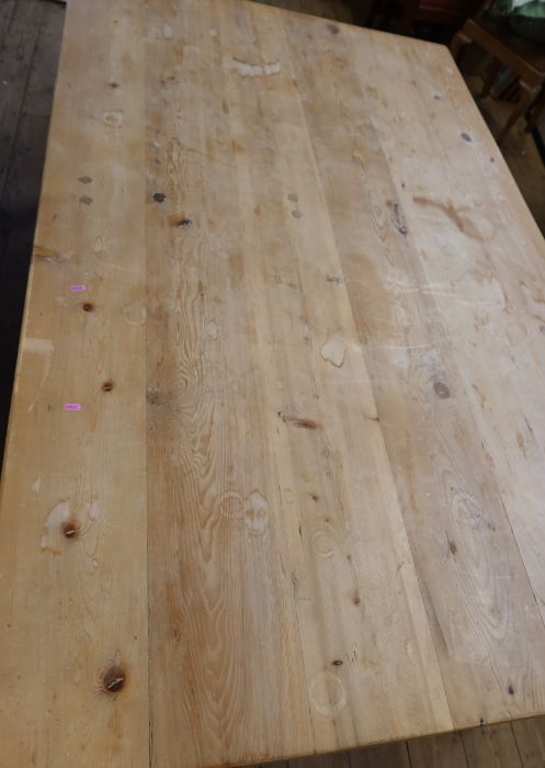 A large pine kitchen table, 50.5ins x 84ins, height 31ins - Image 3 of 5