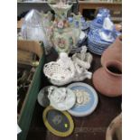 A collection of ceramics, to include jasper plaques