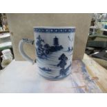 A Chinese export blue and white tankard
