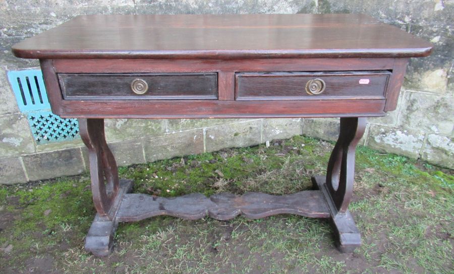 An Antique style serving table , width 42ins , depth 20.5ins , height 30.5ins