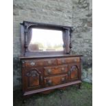 A mirror back sideboard, together with an oak sideboard  60 ins, depth 20ins , height 38ins