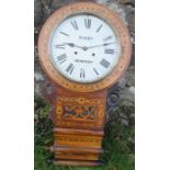 A Bibby Newport walnut and inlaid drop dial wall clock