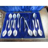 Various silver tea spoons, together with a collection of silver plated items