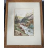Thomas Harrison Wilkinson, watercolour, mountain river scene, 11ins x 8ins