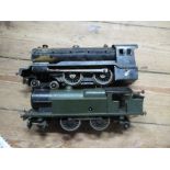 Two clockwork tin plate trains, together with various tinplate rolling stocks