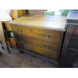 An Antique oak chest of drawers , width 37.5ins , depth  23ins, height  31ins