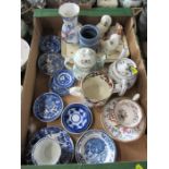 A collection of blue and white and other china