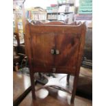 A 19th century mahogany pot cupboard, 18ins x 15ins, height 32ins, together with a 19th century work