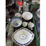 A collection of 19th century china, together with a German style jug and a glass vase