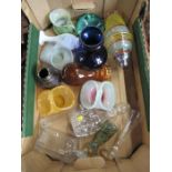 A box of mixed glassware