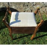 An Edwardian piano stool, with hinged lift up seat, together with a set of four modern stacking