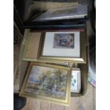 A 19th century watercolour, together with other decorative prints and pictures