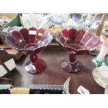 A pair of 19th century ruby glass comports