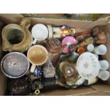 A box of mixed ceramics, glass etc, to include carnival glass