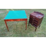 A mahogany fold over card table, 36ins x 36ins open, closed  18ins, height 29ins, together with a