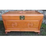 An Oriental design blanket chest, 40ins x 21ins, height 23ins