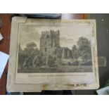 An 18th century black and white etching, A View of the Ruins of the Chappel at Stanton-Harcourt in