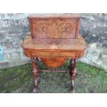 A 19th century burr walnut ladies writing/work table, height 39ins, width 28ins depth 39ins -