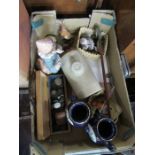 Box of sundries to include coinage and ornaments.