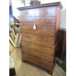 A 19th century mahogany chest on chest, the upper section fitted with two short drawers over three