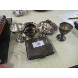 A silver cigarette case, weight 4oz, together with various silver plated items