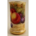 A Royal Worcester vase, the front decorated with fruit to a mossy background by Moseley, shape