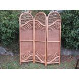 A modern bamboo three fold screen, width 52ins