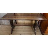 An oak refectory style dining table, 60ins x 21.5ins, height 30ins