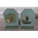 A pair of early 20th century hand painted children's Beatrix Potter folding bookends, one