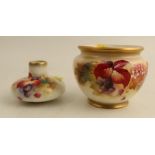 A Royal Worcester vase, decorated with Autumnal leaves and berries by K Blake, together with a Royal