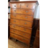 A 19th century mahogany chest of chest, the upper section fitted with two short over drawers three