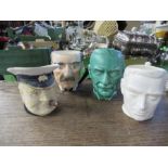 Of political interest - 4 character jugs of Chamberlian, George V, Churchill and Attlee