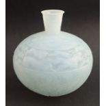 Rene Lalique, an opalescent Lievres vase, decorated with a band of running hares, height 6.5ins