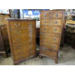 Two reproduction chests of drawers, together with a coffer, width 19.5ins, height 46ins, width