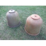 A pair of terracotta rhubarb forcers
