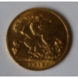 A 1913 gold half sovereign