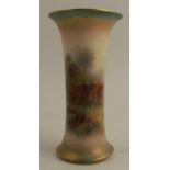 A Royal Worcester spill vase, decorated with Highland cattle by H Stinton, shape number G923,