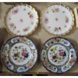 A pair of Copeland porcelain plates, decorated with flowers, together with a pair of W Adams &
