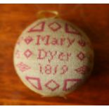 A Victorian pin cushion, Mary Dyer 1819