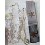 A boxed Georg Jensen star pendant and chain, together with other jewellery