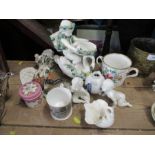 A collection of 19th century porcelain, to include Worcester, a mug printed with a titled view of St