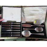 A set of silver handle knifes together with a fish slice etc