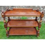 A 19th century mahogany three tiered buffet, width 47ins, height 41ins, depth 19.5ins