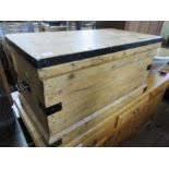 A pine chest width 39ins, height 19ins, depth 20.5