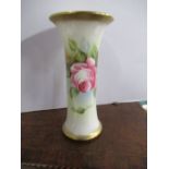 A Royal Worcester spill vase, decorated with roses by Platt